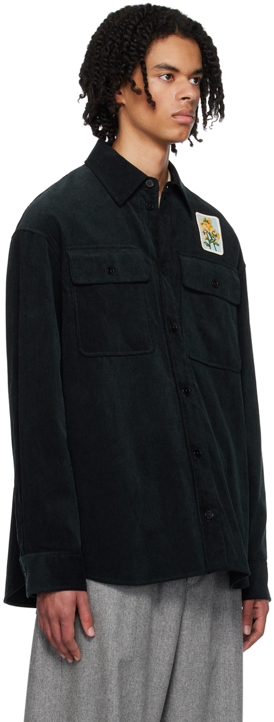 Jil Sander Embroidered Patch Corduroy Shirt In 400 - Dark Navy