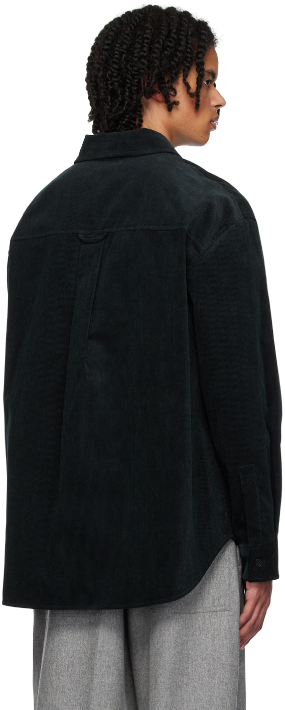 Jil Sander Embroidered Patch Corduroy Shirt In 400 - Dark Navy