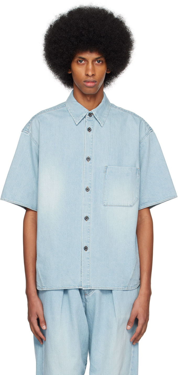 rito structure: Blue Spread Collar Shirt | SSENSE