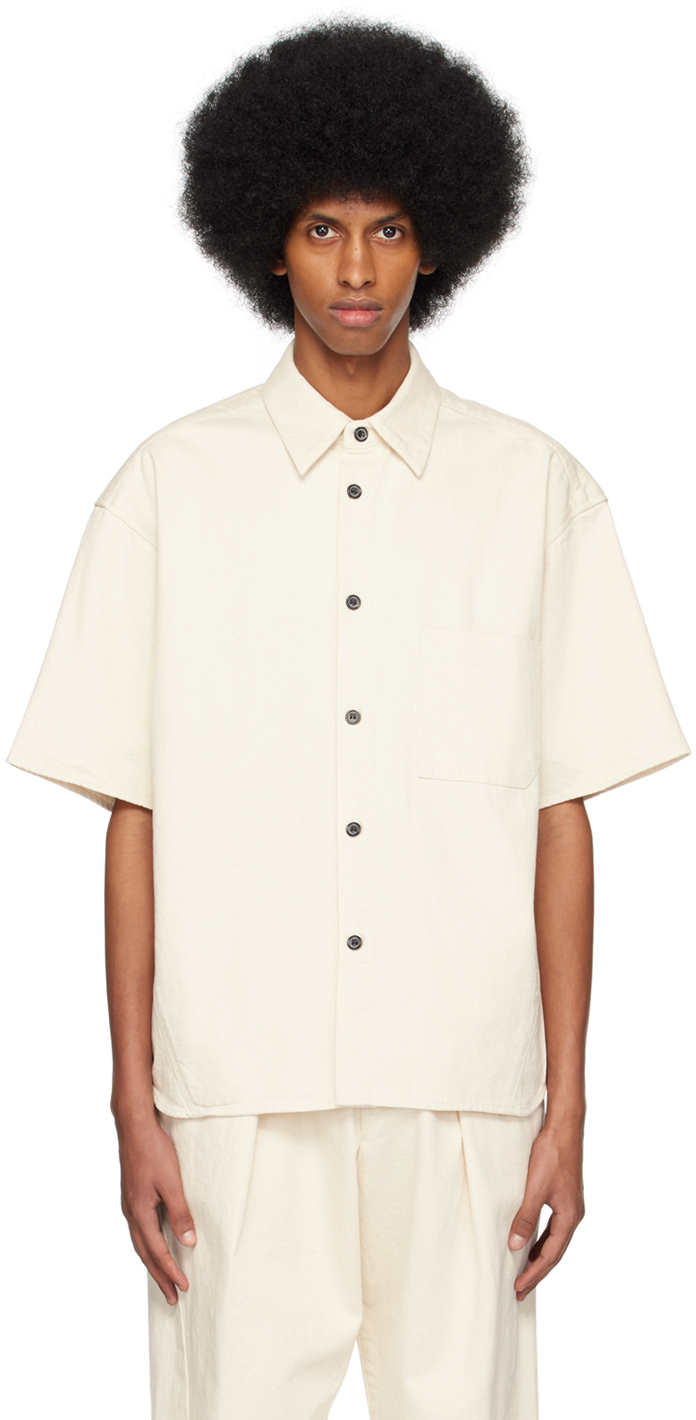 Rito Structure Off-white Spread Collar Shirt In Ivory