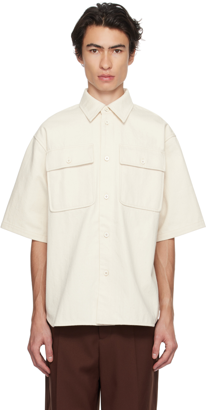 Jil Sander Off-white Buttoned Denim Shirt In 280 - Natural