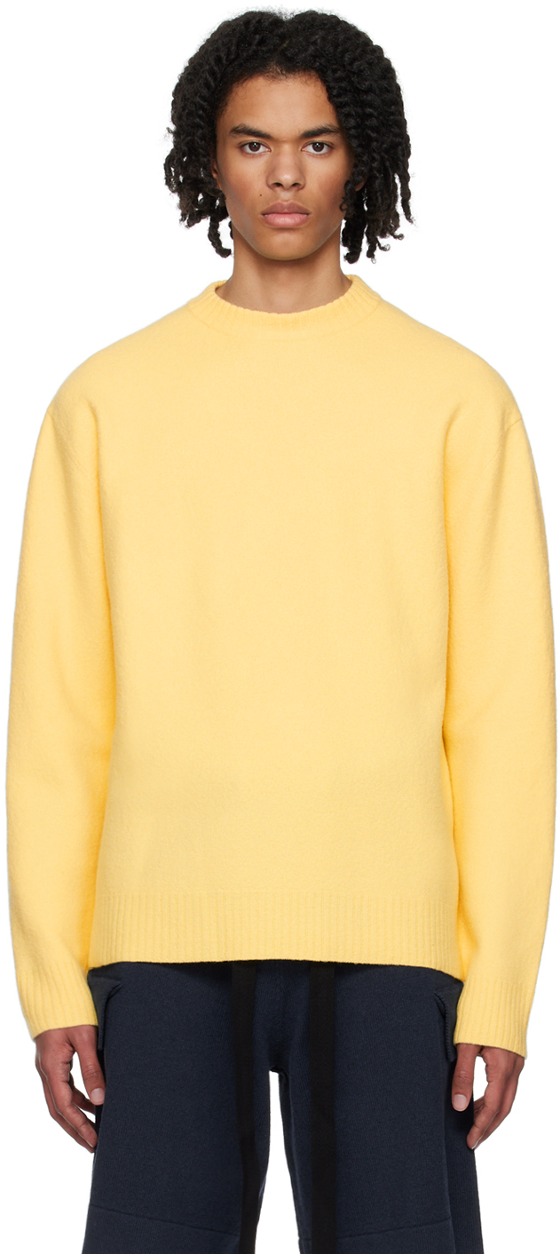 Jil Sander Boiled Wool Knit Sweater In Lemon