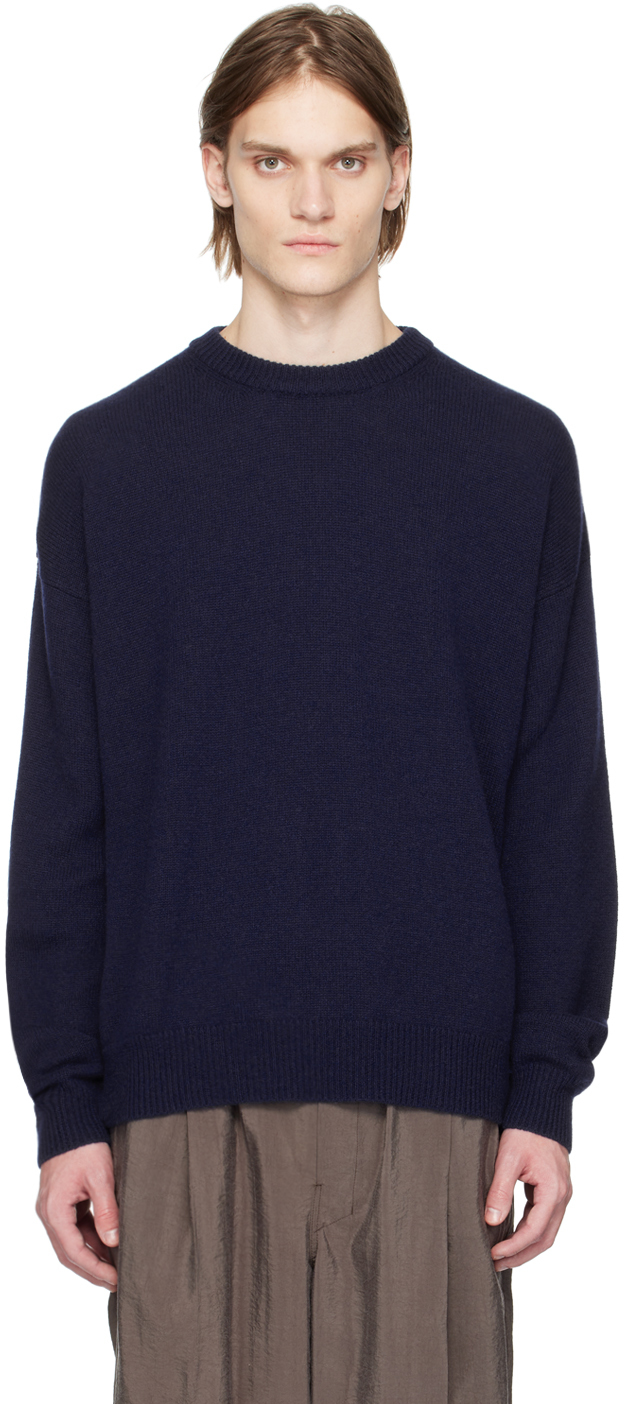 Jil Sander Navy Crewneck Sweater In 410 - Prussian Blue