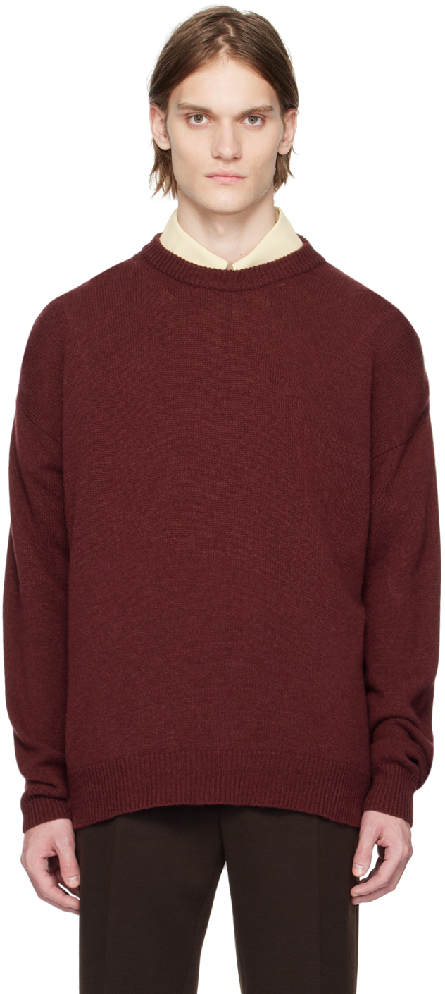 JIL SANDER BURGUNDY CREWNECK SWEATER