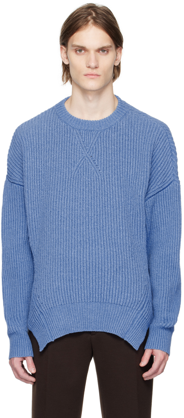 Jil Sander Blue Crewneck Sweater In 444 - Sky Blue