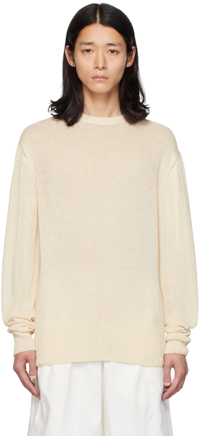 Jil Sander Off-white Patch Sweater In 107 - Natural