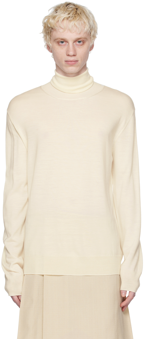 Shop Jil Sander Off-white Lightweight Turtleneck In 109 - Natural