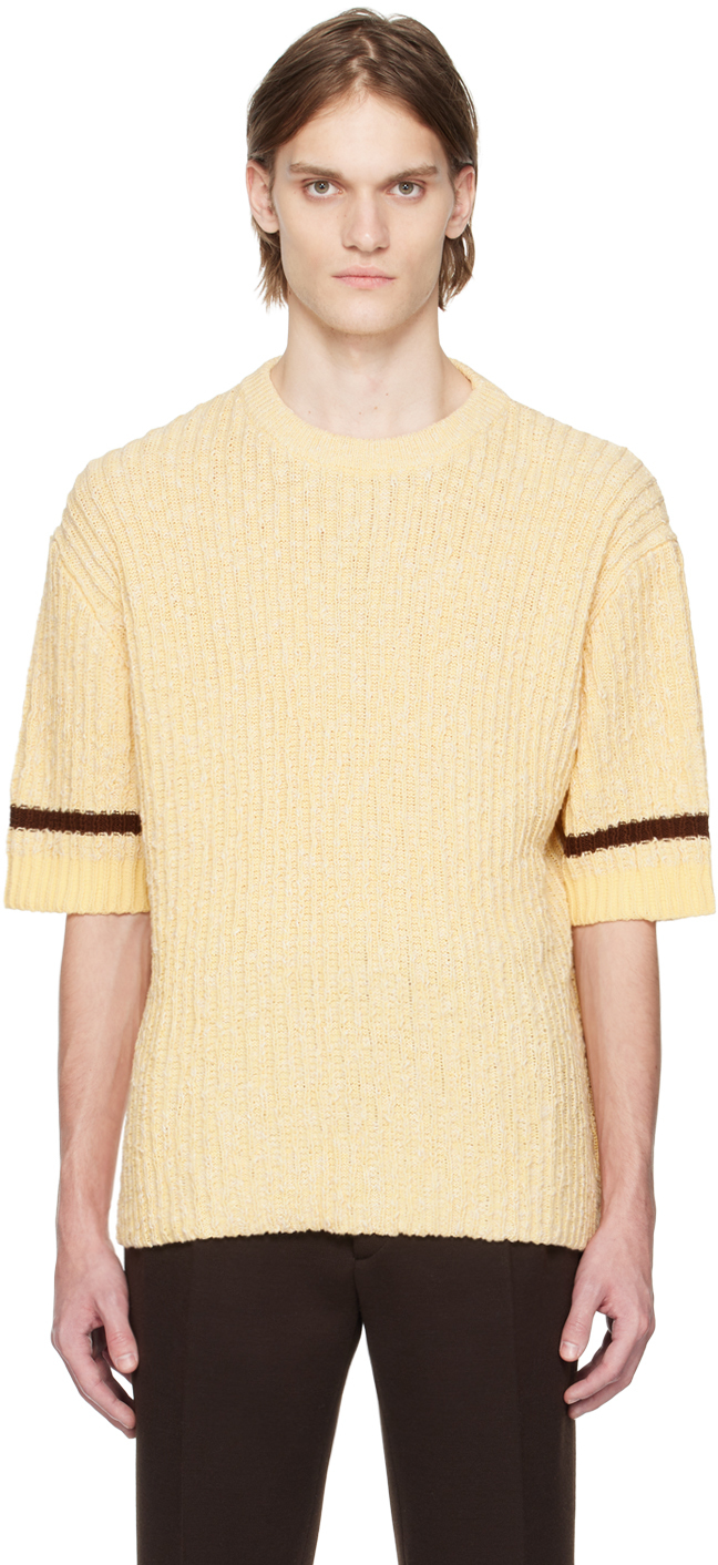 Jil Sander Yellow Stripe T-shirt In 117 - Open White