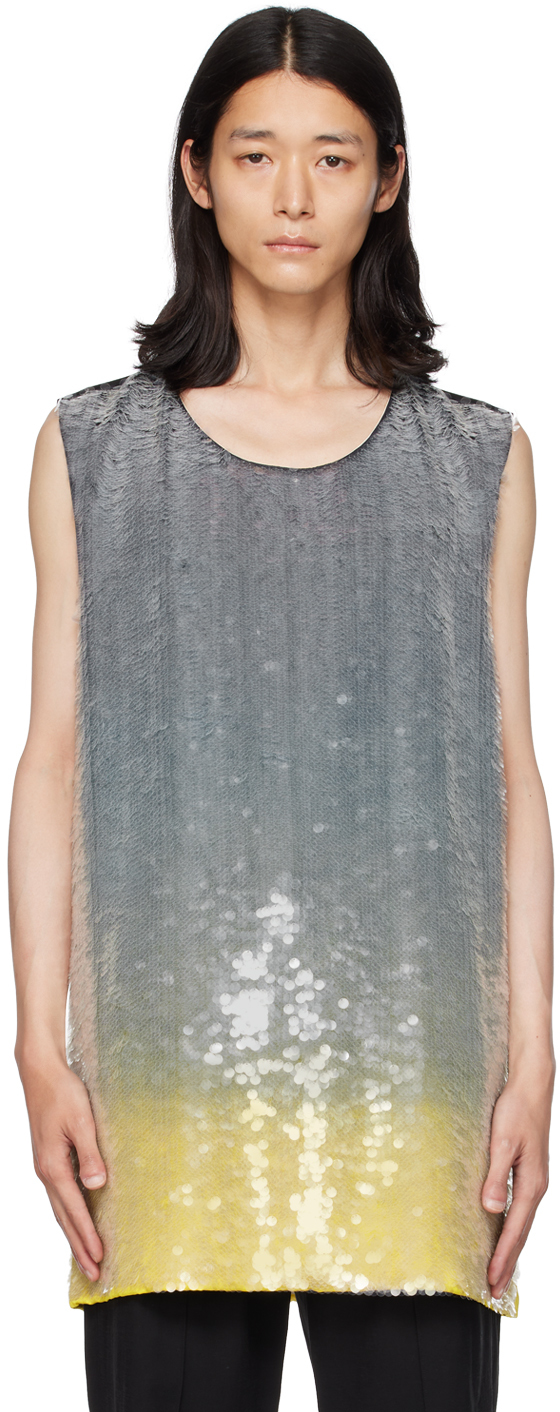 Jil Sander Sequin-embellished Gradient-effect Top In Grey