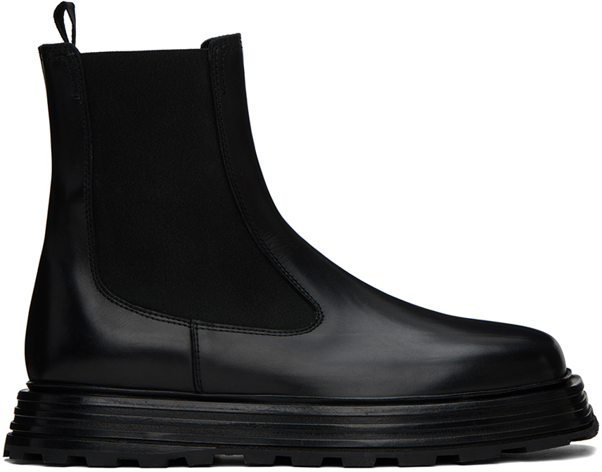 Jil Sander Black Square Toe Chelsea Boots In 001 - Black