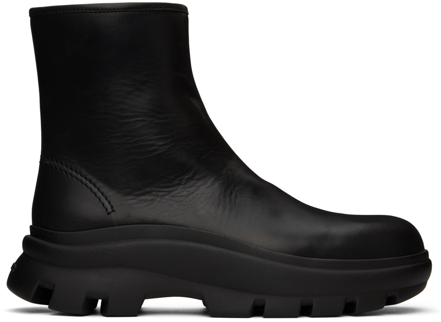 Jil Sander Men's Leather Ankle Boots In Black