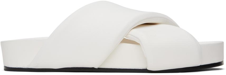 Jil Sander Off-white Padded Slides In 101 - Latte