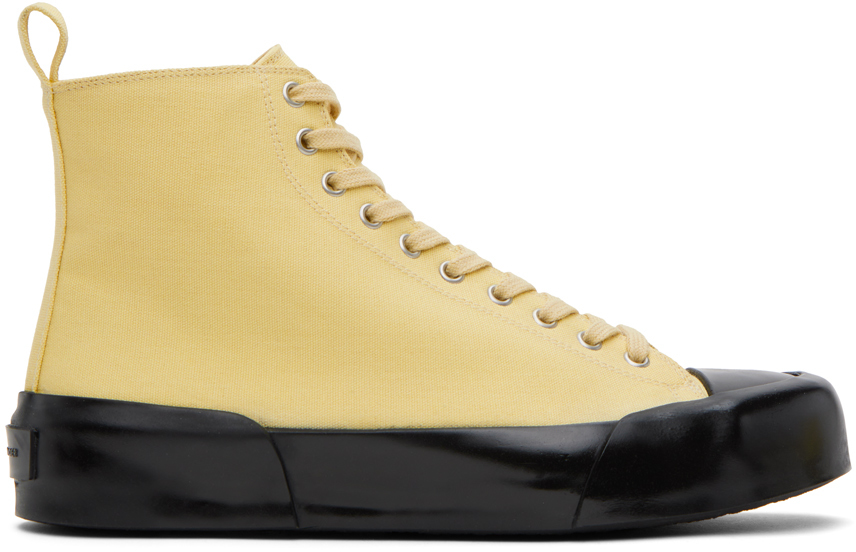 Jil Sander Yellow High-top Sneakers In 737 Lime Wash