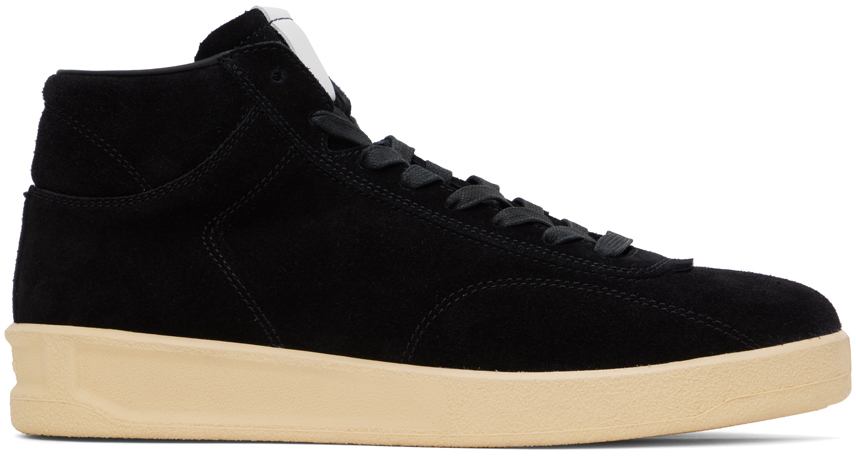 Shop Jil Sander Black Suede High-top Sneakers In 001 - Black