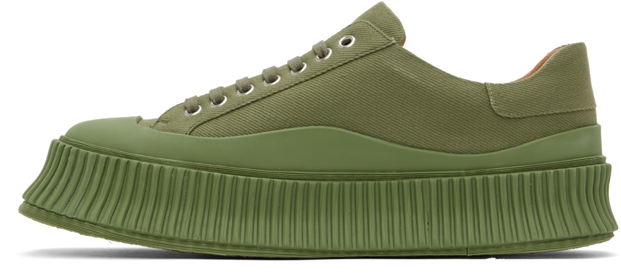 Jil Sander Man Sneakers Military Green Size 7 Textile Fibers In 312 - Thym Green