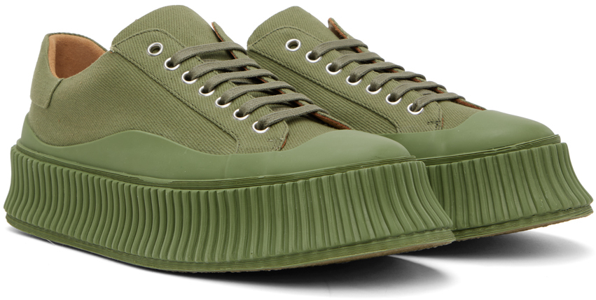 Jil Sander Man Sneakers Military Green Size 7 Textile Fibers In 312 - Thym Green