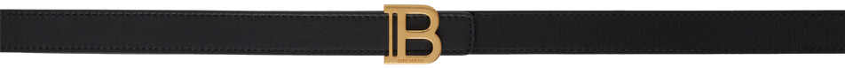 Balmain B Logo Calfskin Buckle Belt In Black