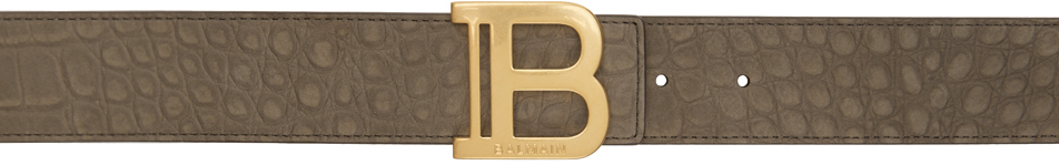 Balmain Taupe Croc-embossed B Belt In 8ag Taupe