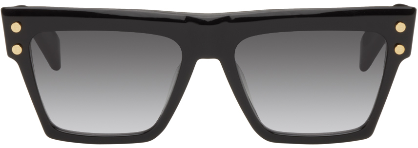 Balmain Black B-v Sunglasses In Black/gold