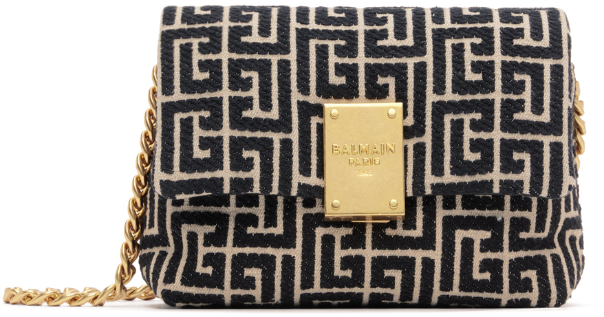 Balmain: Mini sac 1945 noir et blanc cass?� | SSENSE France