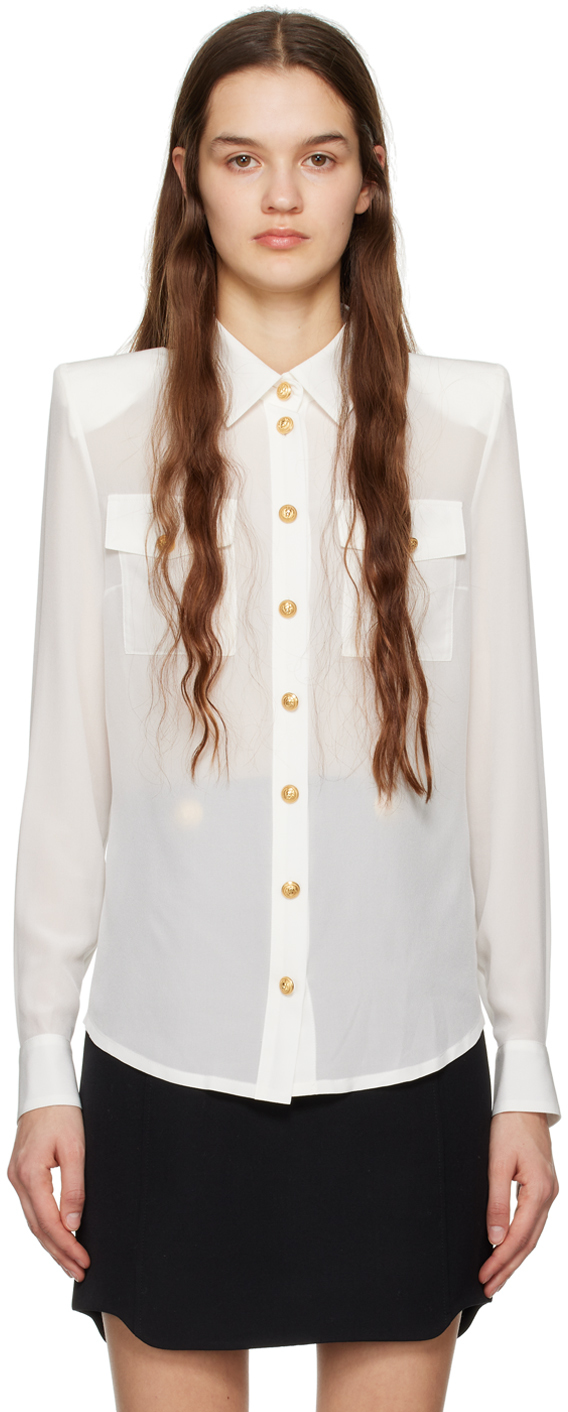 Balmain White Button-Up Shirt