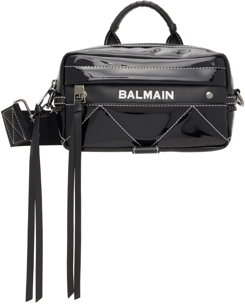 Shop Balmain Black Logo Print Bag In 0pa Noir