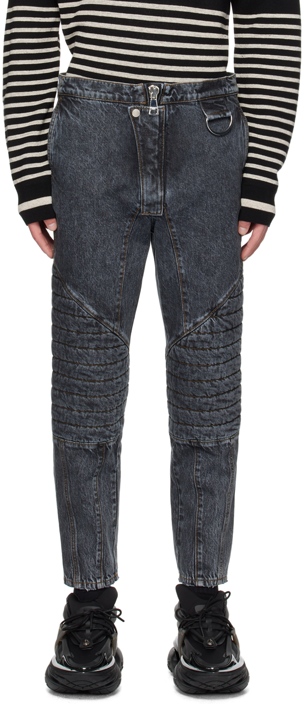 Black ripped balmain sales jeans