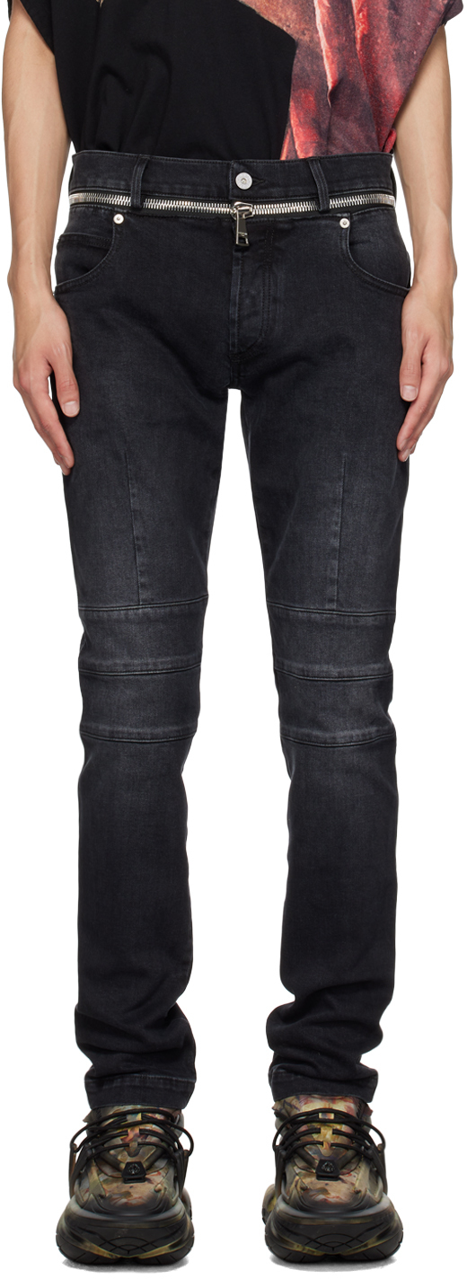 Balmain Black Slim-fit Jeans In 0pc Noir Délavé