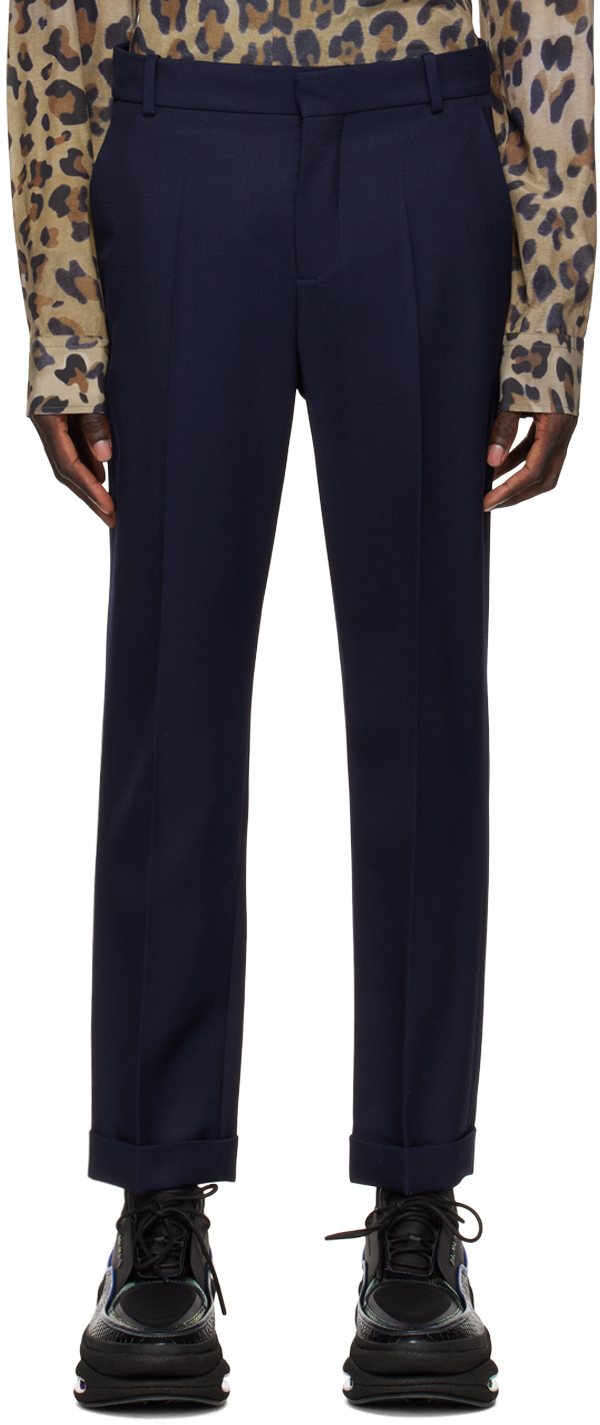 Navy Rolled Cuff Trousers