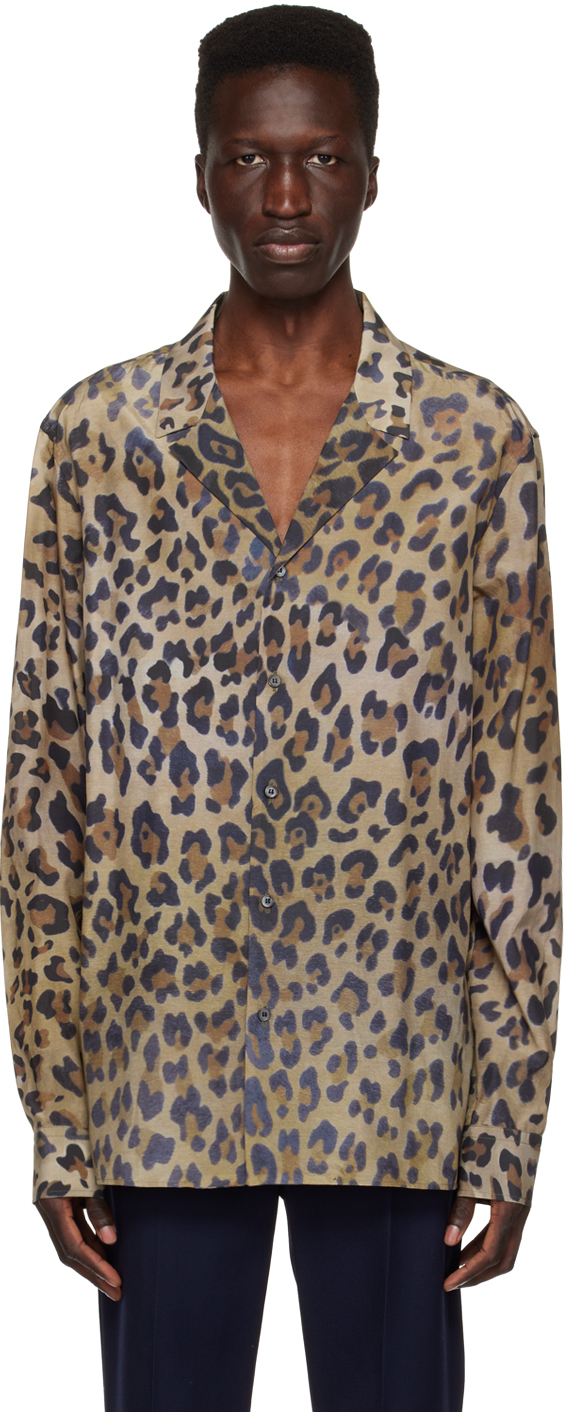 Shop Balmain Brown Leopard Shirt In Waa Multi-marron