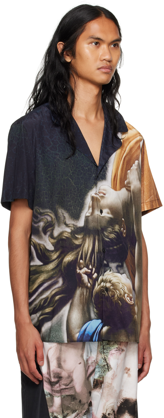 Balmain Painting Printed Bowling Shirt In Aaa Multicolore