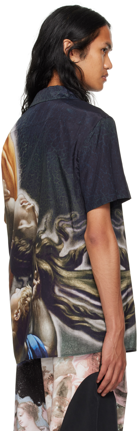 Balmain Painting Printed Bowling Shirt In Aaa Multicolore
