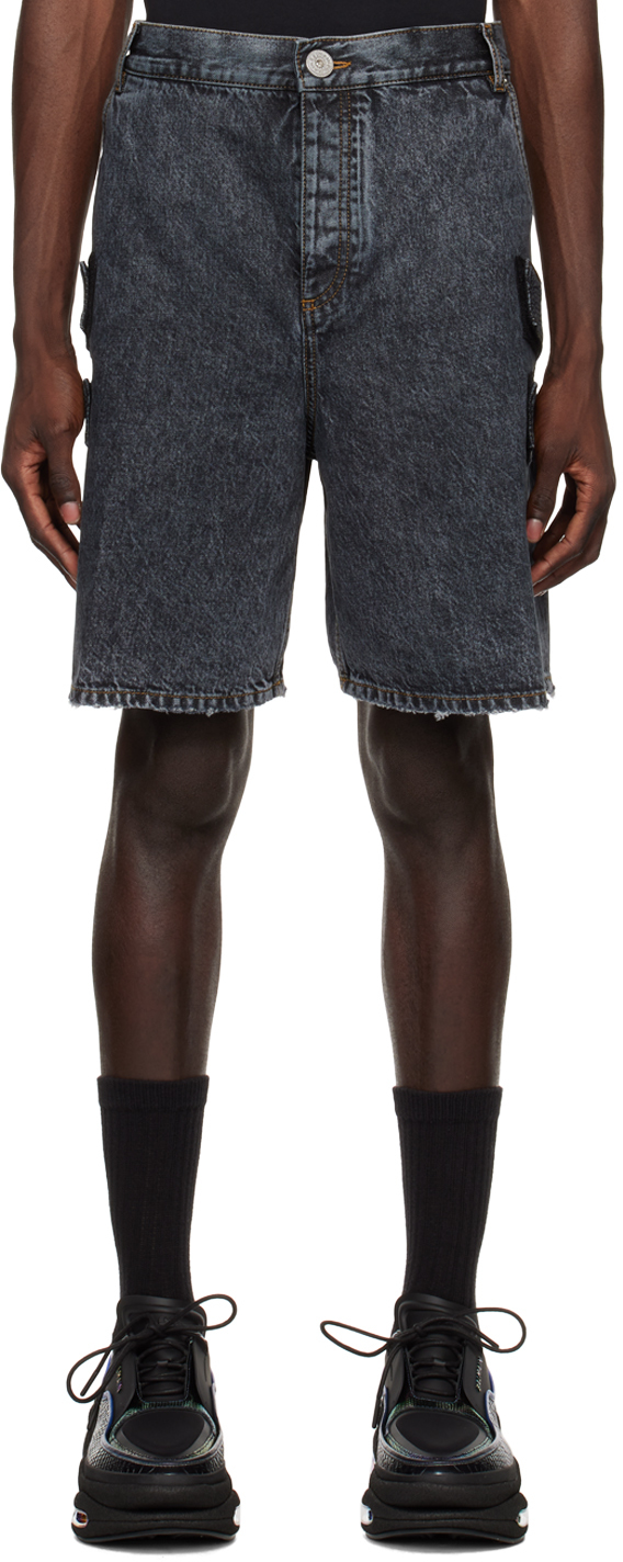 Balmain Black Distressed Shorts