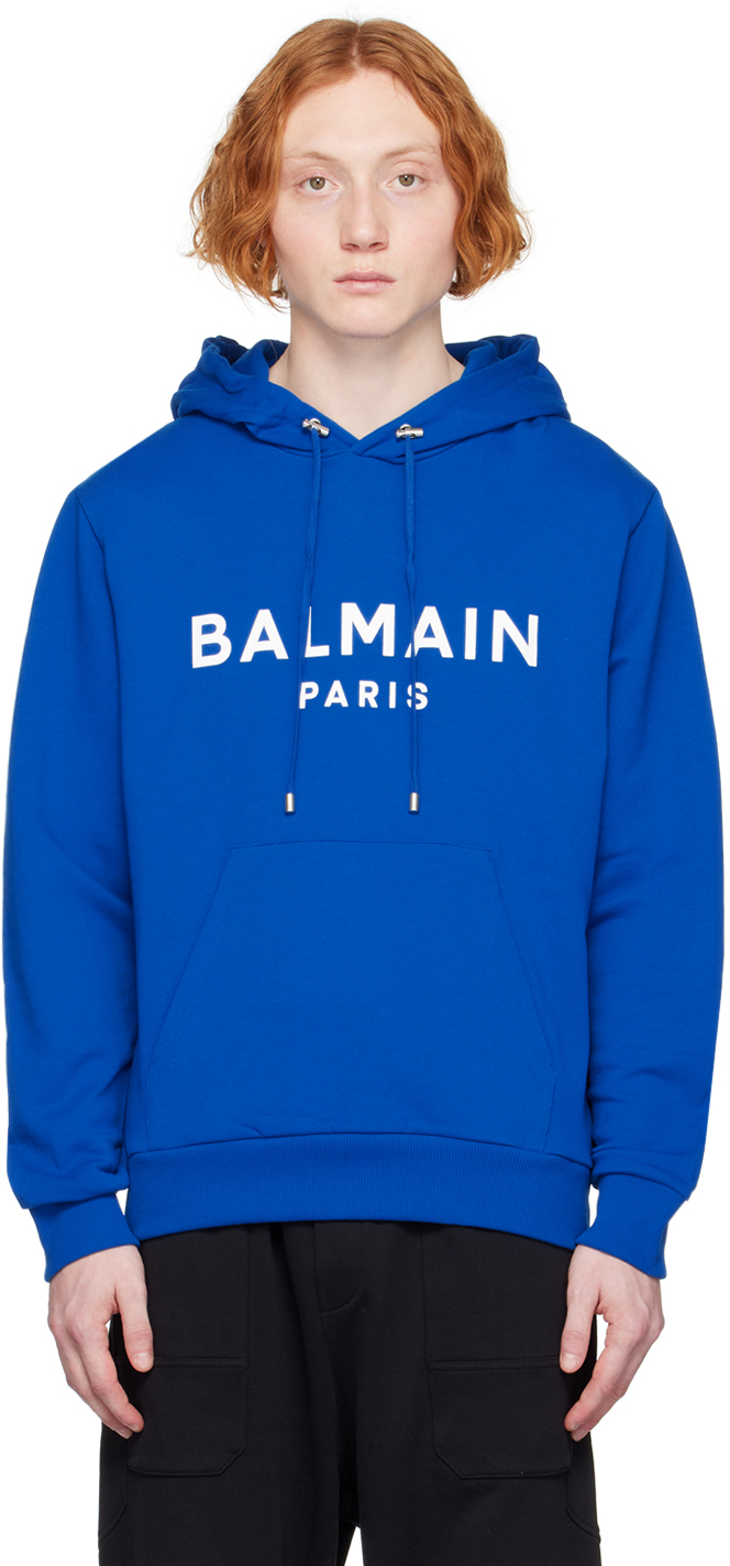 Balmain Blue Printed Hoodie