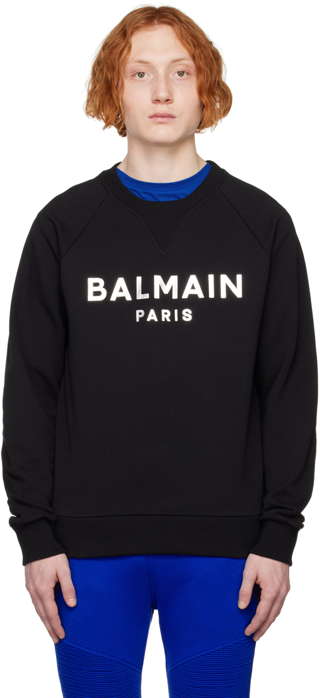 Balmain: Black Metallic Sweatshirt | SSENSE Canada