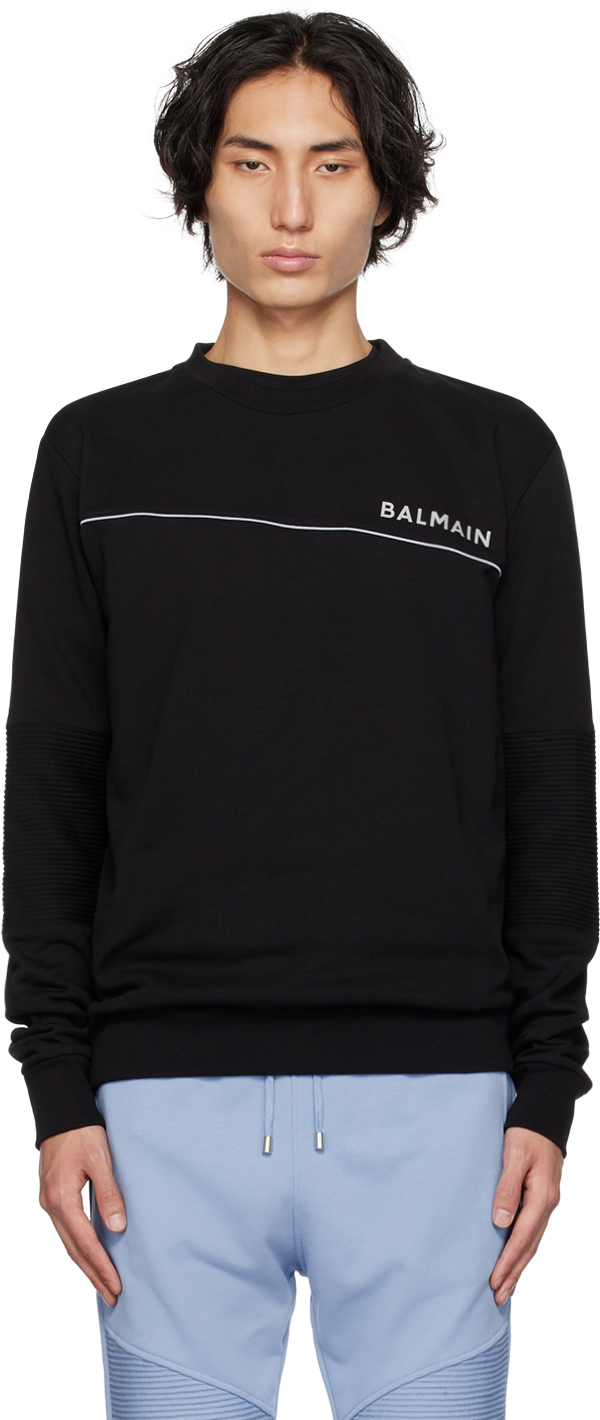 Shop Balmain Black Reflective Sweatshirt In Eeq Noir/gris