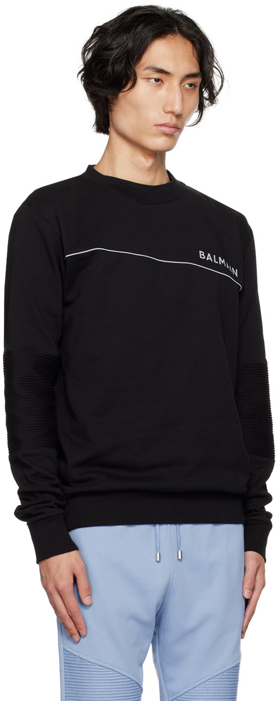 Shop Balmain Black Reflective Sweatshirt In Eeq Noir/gris
