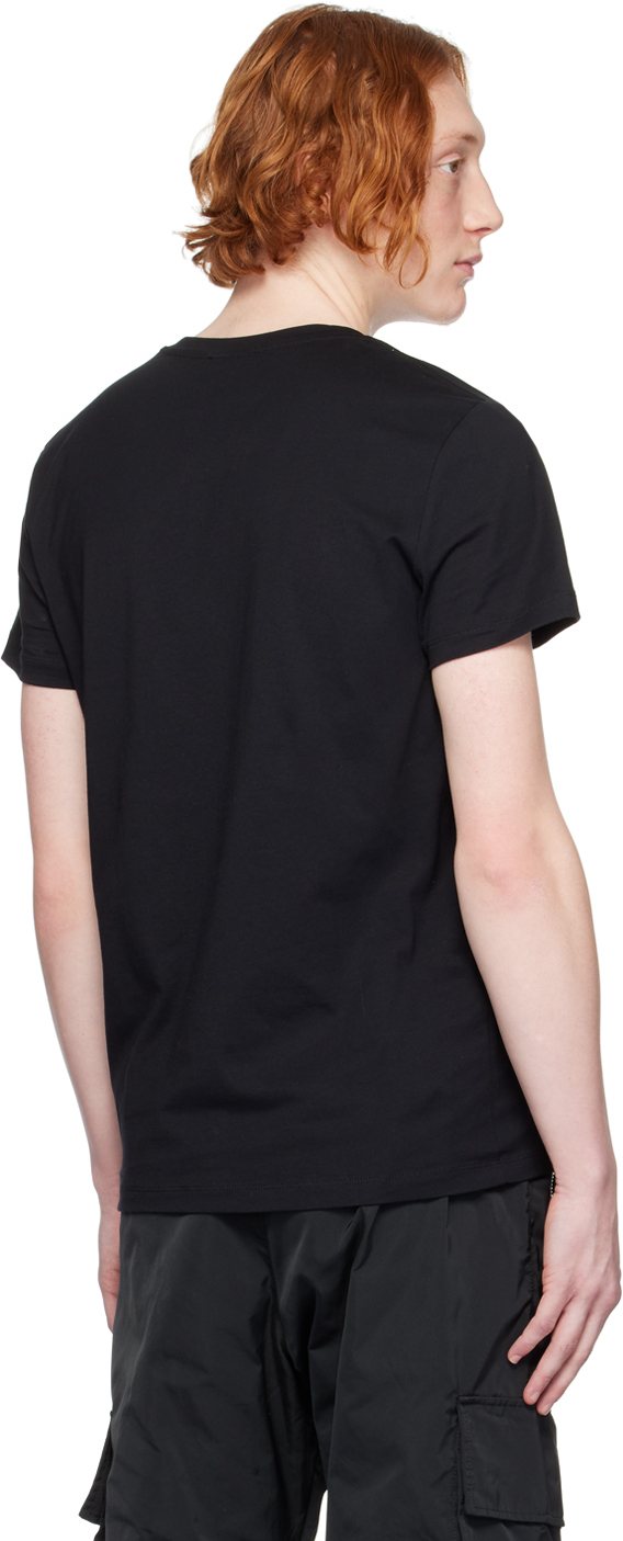 Balmain Black Embossed T-shirt In 0pa Noir