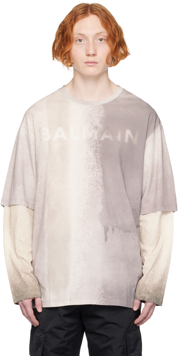personlighed tro Hvornår Balmain: Gray Printed Long Sleeve T-Shirt | SSENSE