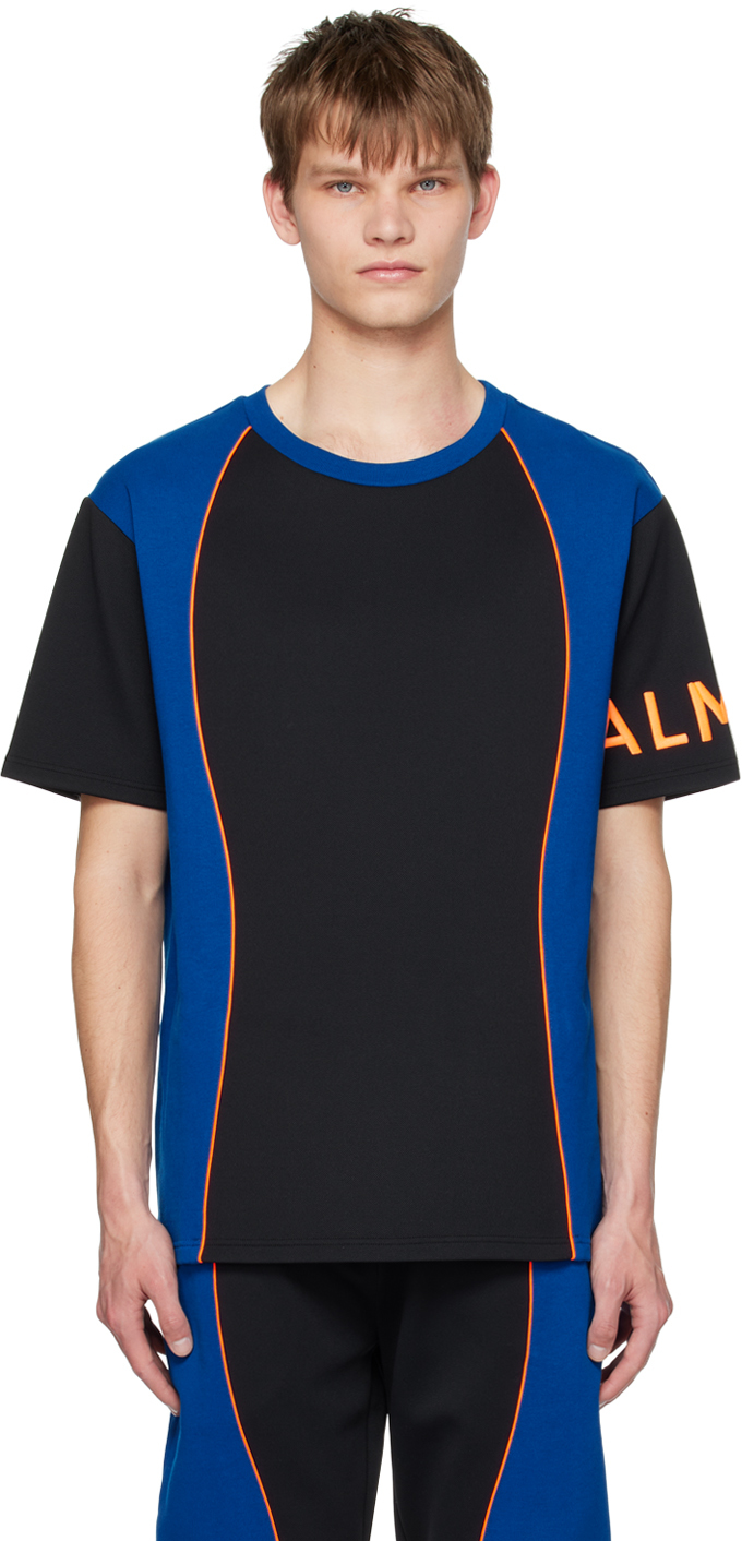 Balmain Black & Blue Paneled T-Shirt