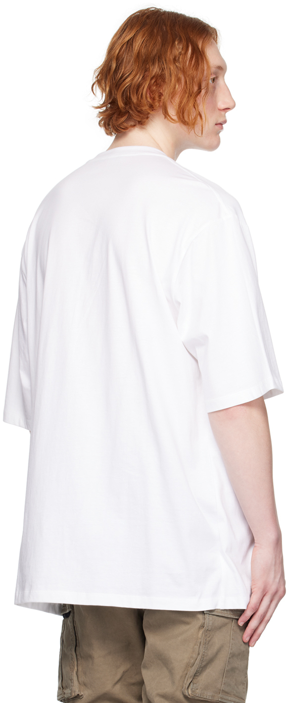 Balmain White Feather T-shirt In Gad Blanc/or