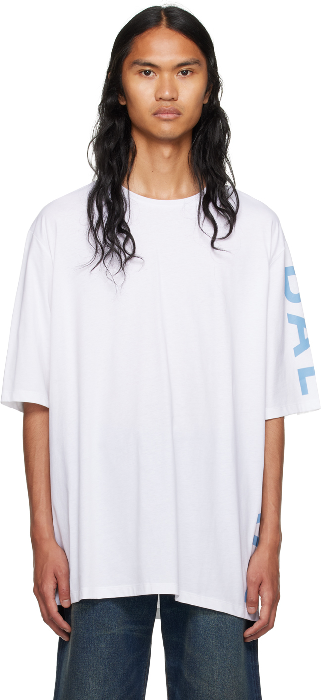 Balmain White Printed T-shirt In Gmn Blanc/ Bleu Clai