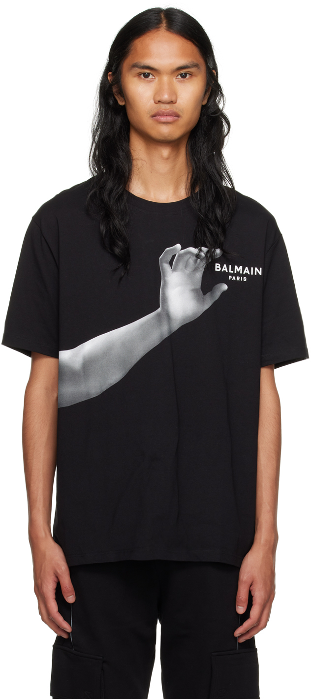 Black Statue T-Shirt by Balmain on Sale