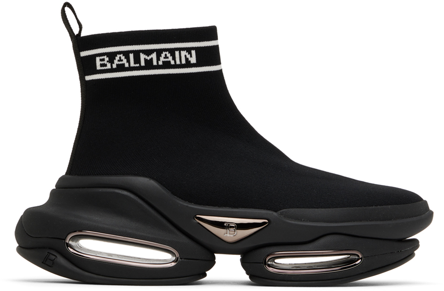 Shop Balmain Black B-bold Sneakers In Eab Noir/blanc