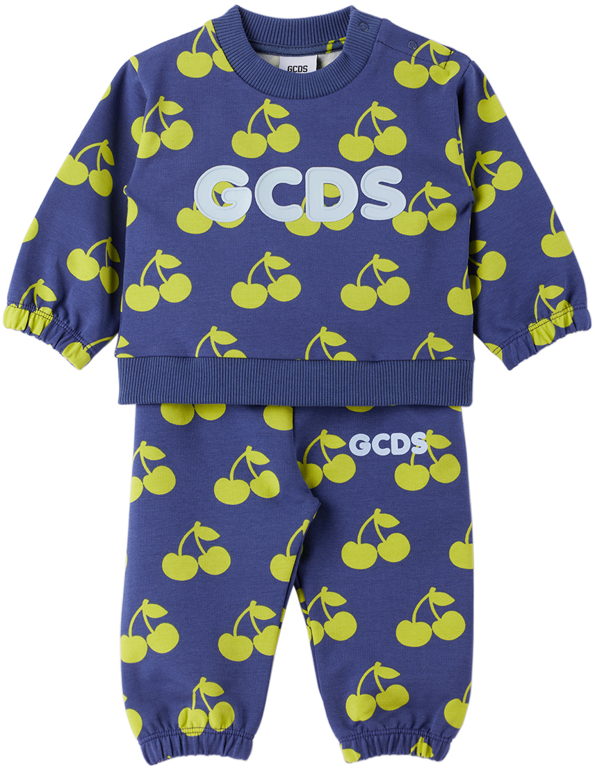 Gcds Baby Blue Graphic Sweatsuit In 84529 Blue/small Che