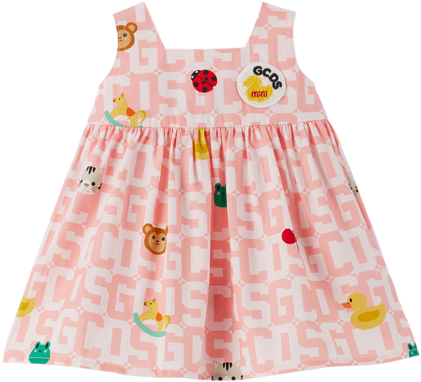 Gcds Babies' Monogram-pattern Sleeveless Dress In Pink