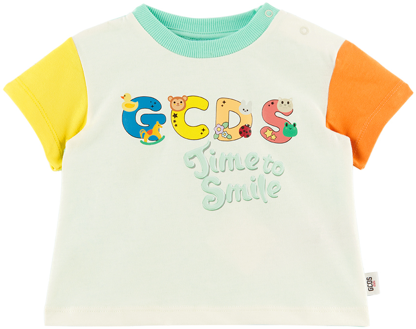Gcds Baby Multicolor Animals T-shirt In 54539 Cloud/ice Gree