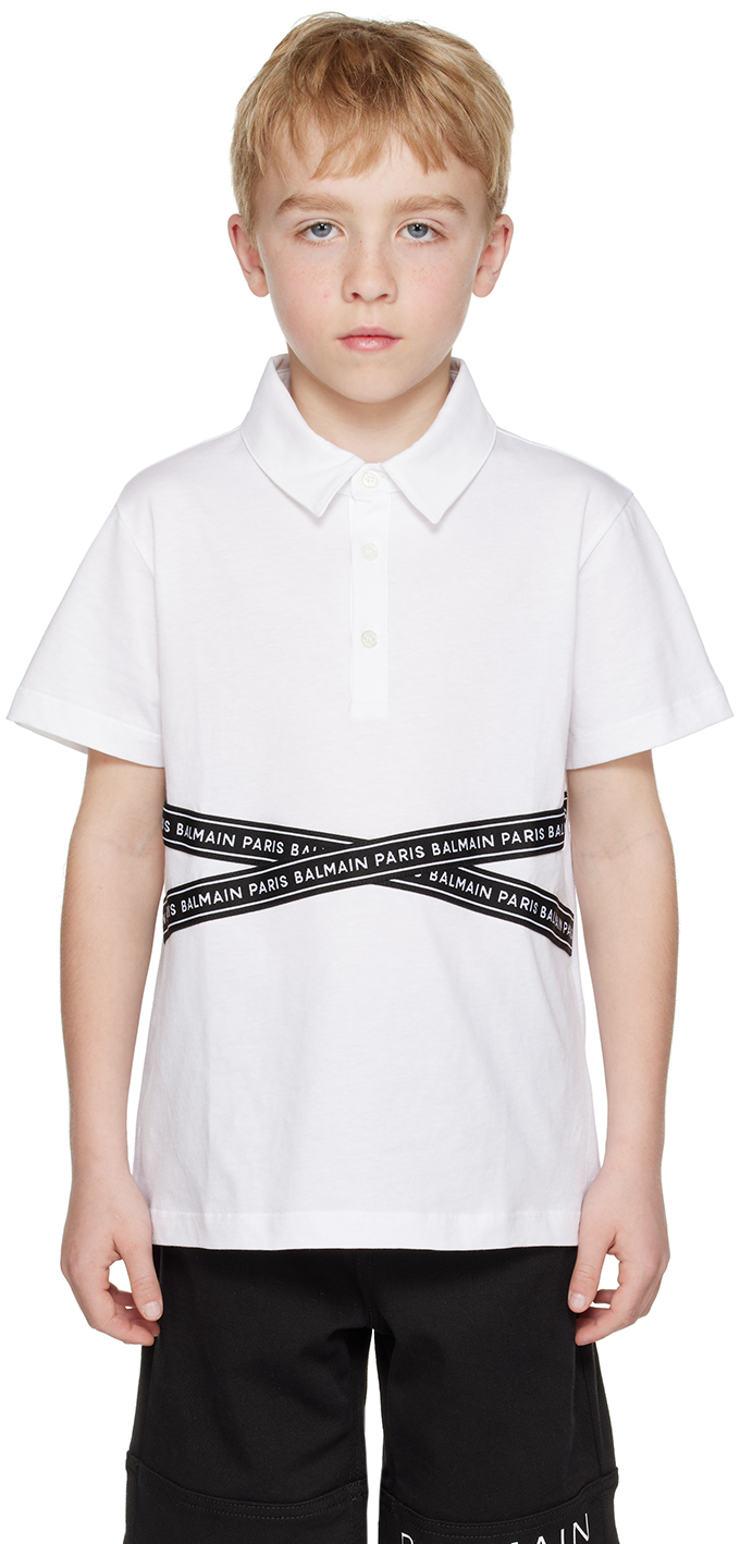 Balmain Boys White Cotton Polo Shirt
