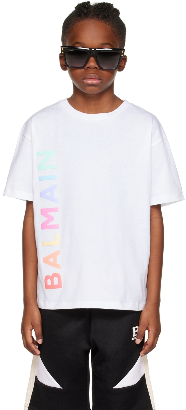 Shop Balmain Kids White Bonded T-shirt In 100 White
