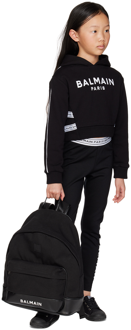 BALMAIN KIDS BLACK PRINTED LEGGINGS 